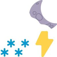 illustration of weather cartoon with snowfall thunder halfmoon night vector