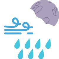 weather with cartoon style windy drizzle at full moon night vector
