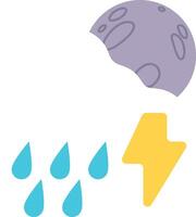 illustration of weather cartoon with drizzle thunder fullmoon vector