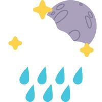 illustration of weather cartoon with drizzle stary night full moon vector