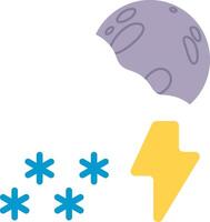 illustration of weather cartoon with snowfall thunder fullmoon night vector