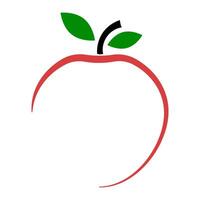 Red Apple fruit with Green Leaf Line Art vector