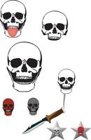 A skull with a knife and a star vector