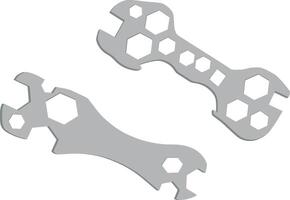 Two wrenches with hexagonal shapes on a white background vector