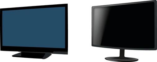dos grande plano pantalla monitores en soportes vector