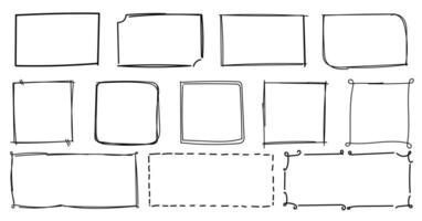 Hand drawn square frames, Doodle line, Simple doodle rectangle frame border shape vector