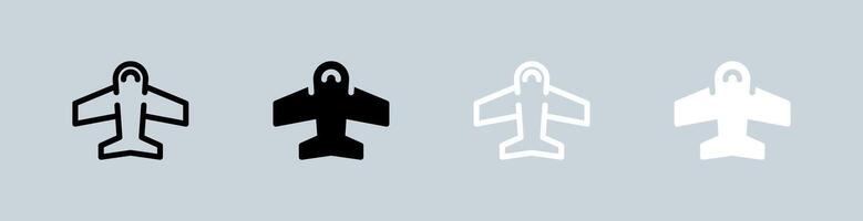 Four different types of fighter jets on a gray background vector