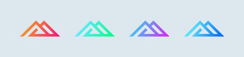 Four different colored triangles are shown in different colors vector
