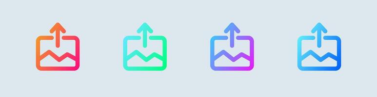 Four colorful phones with arrows pointing up vector