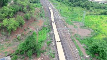 Aerial view of Mumbai local train moving swiftly video