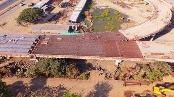 Aerial view on concrete pillar a half built overpass video