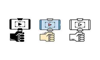 Vlogging Icon - with Smartphone on Selfie Stick vector
