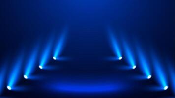 Blue walkway stage background with spotlights lighting the way vector