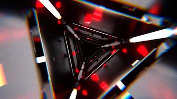 Red and White Abstract Triangular Corridor with Shimmering Cubes Background Vj Loop I 4K video