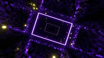 Purple and Yellow Corridor with Neon Rectangles Background Vj Loop I 4K video