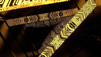 Gold and Light Blue Futuristic Abstract Corridor with Microcircuits Texture Background Vj Loop I 4K video