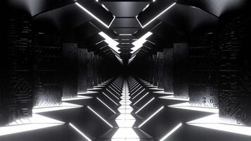 White Sci-Fi Corridor with Microcircuit Texture Background Vj Loop I 4K video