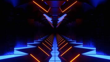 luz azul e laranja ficção científica corredor com microcircuito textura fundo vj ciclo Eu 4k video