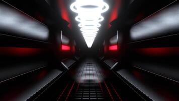 vermelho e branco sem fim ficção científica corredor com néon iluminação fundo vj ciclo Eu 4k video