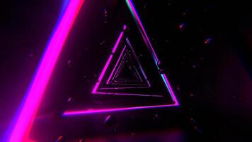 Cyan and Pink Abstract Triangular Corridor with Levitating Spheres Background Vj Loop I 4K video