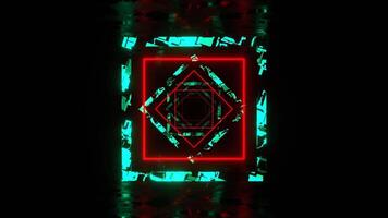 Turquoise and Red Square Abstract Hallway Background Vj Loop I 4K video