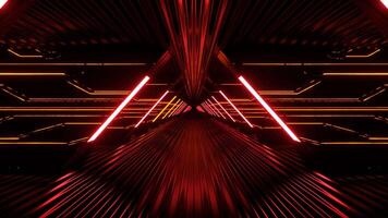 Light Red and Orange Dark Effective Futuristic Hallway with Strobe Neon Light Background Vj Loop I 4K video