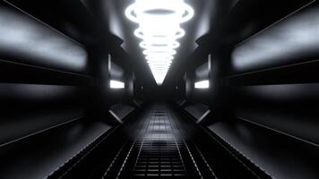 White Endless Sci-Fi Corridor with Neon Lighting Background Vj Loop I 4K video