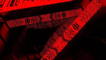 Red and Yellow Futuristic Abstract Corridor with Microcircuits Texture Background Vj Loop I 4K video