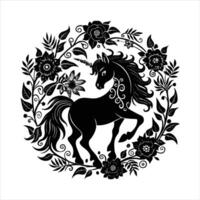 Unicorn black silhouette Royalty vector