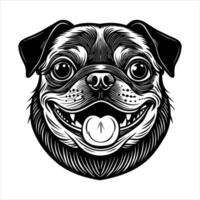 pug dog happy face vector