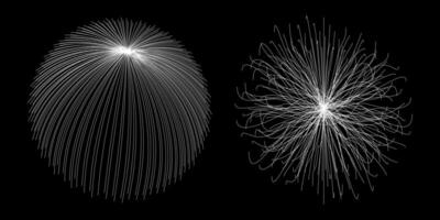 Fireworks set, gold fireworks with lines vector