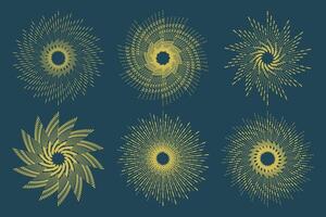 Fireworks set gold fireworks lines and sparkles vector