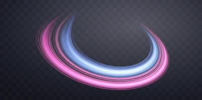 Glowing pink and blue lines. Abstract curve twirl light effect on a dark background. illustration. vector