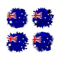 Set of creative blue stains with Australian flag background. Grunge style spots template vector
