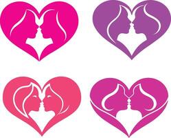 Happy Valentine's Day Romantic Couple Silhouette in Heart Shape - Love, Passion, and Unity vector