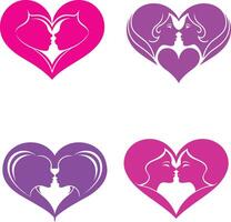 Romantic Couple Kissing Silhouette in Heart Shape - Love, Passion, and Unity vector