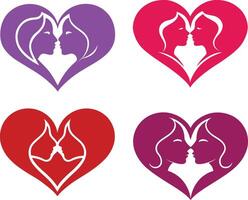 Romantic Man Woman Kissing Silhouette in Heart Shape - Love, Passion, and Unity vector