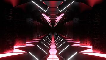 Light Red and White Sci-Fi Corridor with Microcircuit Texture Background Vj Loop I 4K video