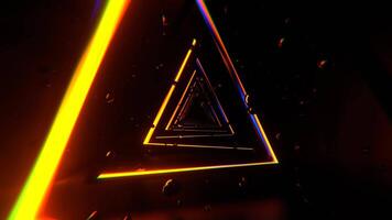 azul e laranja abstrato triangular corredor com levitando esferas fundo vj ciclo Eu 4k video
