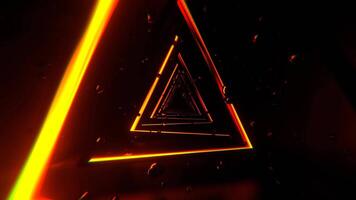 Red and Orange Abstract Triangular Corridor with Levitating Spheres Background Vj Loop I 4K video