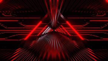 Red and White Dark Effective Futuristic Hallway with Strobe Neon Light Background Vj Loop I 4K video