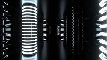 White Futuristic Corridor with Neon Cylindrical Strobe Columns Background Vj Loop I 4K video
