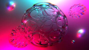 Cyan and Pink Organic Texture Glass Ball Background Vj Loop I 4K video