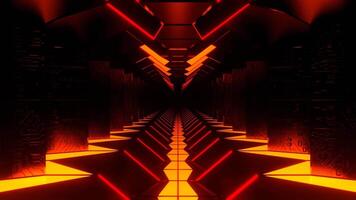 Orange and Red Sci-Fi Corridor with Microcircuit Texture Background Vj Loop I 4K video