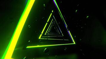 Light Green and Purple Abstract Triangular Corridor with Levitating Spheres Background Vj Loop I 4K video