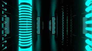 Turquoise and Pink Futuristic Corridor with Neon Cylindrical Strobe Columns Background Vj Loop I 4K video