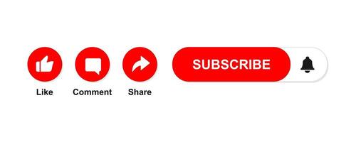 Like, Comment, Share and Subscribe Icon illustration. Set of subscribe button icons bell, like, comment, share sign for channel, blog, social media vector