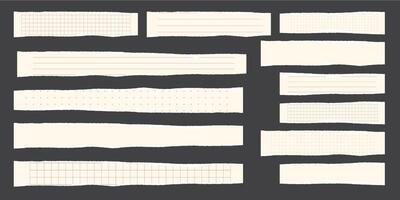 Paper scraps. Torn pieces of paper, with torn edges for notes, realistic torn pieces of blank note pages. illustration isolated vector