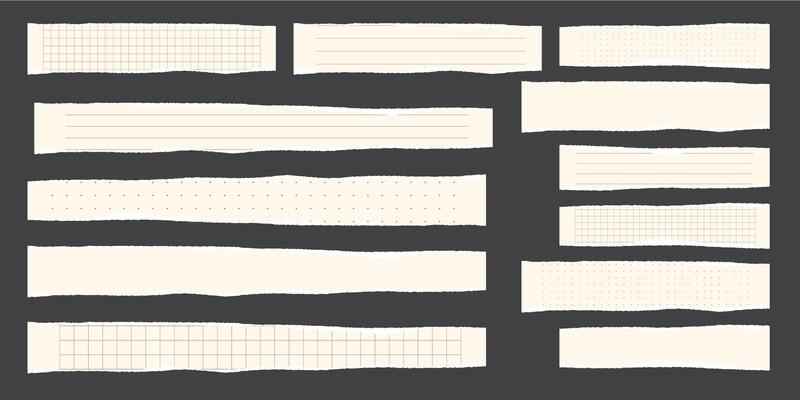 Paper scraps. Torn pieces of paper, with torn edges for notes, realistic torn pieces of blank note pages. illustration isolated