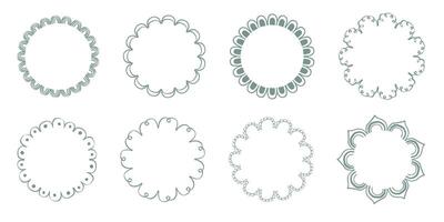 Hand drawn lace scalloped frames. Square, round and rectangle scalloped frames vector